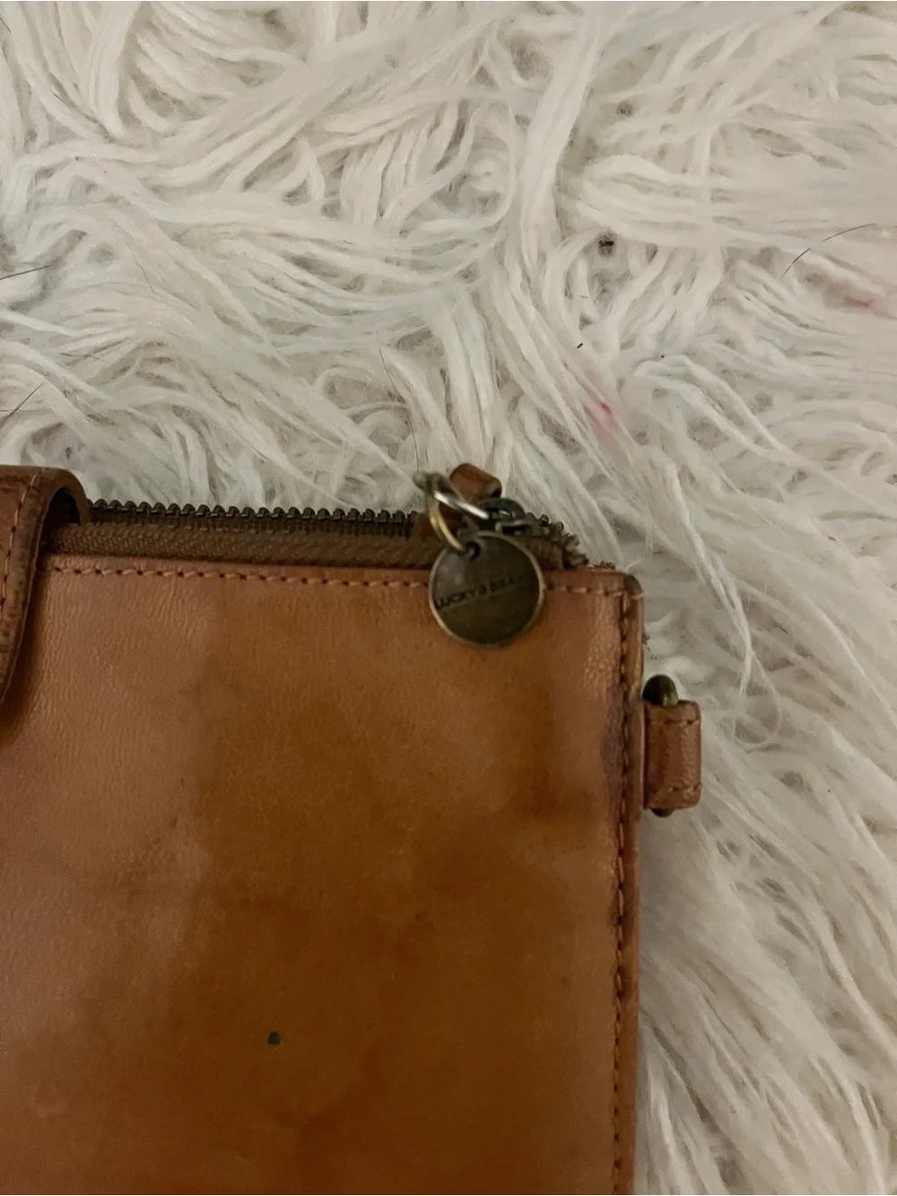 Lucky Brand Leather Wristlet Clutch in Tan